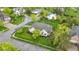 An aerial view of the charming home showcases its well-manicured lawn and inviting curb appeal at 10794 Pine Needle Ct, Fishers, IN 46037