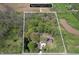 Aerial view of a secluded property surrounded by lush greenery, showcasing the expansive lot at 10912 N County Road 950 E, Brownsburg, IN 46112