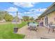 Spacious backyard with sheds and an outdoor pool table at 120 Crosby Dr, Indianapolis, IN 46227