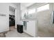 Contemporary bathroom featuring a glass-enclosed shower with a shower window at 1230 Amberley Way, Westfield, IN 46074