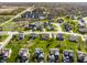 Overhead aerial view displays homes in neighborhood, featuring lush lawns, varying architecture and street designs at 16016 Viking Lair Rd, Westfield, IN 46074