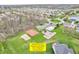 Aerial view showcasing the community pool, playground, basketball, volleyball court and common space at 1968 Saratoga Dr, Greenwood, IN 46143