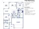 Detailed floor plan showcasing two bedrooms, two bathrooms, open living spaces, and a two-car garage at 19774 Highclere Ln, Sheridan, IN 46069