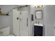 Stylish bathroom with a glass shower, sleek vanity, and modern fixtures at 4260 Springwood Trl, Indianapolis, IN 46228