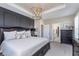Spacious main bedroom features modern decor, a decorative tray ceiling, and an ensuite bathroom at 5218 Pinehurst Ct, Whitestown, IN 46075