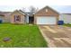 Charming single-story home with brick and siding, a well-manicured lawn, and an attached two-car garage at 5848 Jackie Ln, Indianapolis, IN 46221
