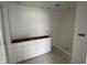 Bathroom with modern white cabinets, shower stall, and neutral color scheme at 196 Aster Way, Greenfield, IN 46140