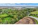 Aerial view of lush foliage, a pond and agriculture fields near several large industrial buildings at 2920 N Buck Creek Rd, Greenfield, IN 46140