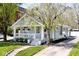 Attractive home with light blue siding, a welcoming front porch, and mature trees at 316 S Arlington Ave, Indianapolis, IN 46219
