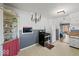 Charming kitchen with vintage cabinets, modern appliances, and a decorative chandelier at 3737 Forest Ter, Anderson, IN 46013