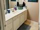 Bathroom featuring vanity with a sink, white cabinetry, and neutral wall paint at 5773 Station Hill Dr, Avon, IN 46123