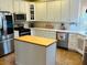 Kitchen featuring white cabinets, stainless steel appliances, and a butcher block island at 5773 Station Hill Dr, Avon, IN 46123