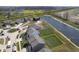 Aerial view highlighting a homesite adjacent to the Monon Trail and a community pond at 613 Waterford Ln, Westfield, IN 46074