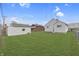 Spacious backyard featuring a detached garage and well-maintained lawn, perfect for outdoor activities at 620 S Irvington Ave, Indianapolis, IN 46219