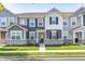 Charming townhome with stylish two-tone exterior, landscaped lawn, and inviting entrance at 7239 Governors Row, Avon, IN 46123