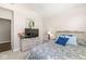 Bedroom with a vaulted ceiling, wicker furniture, and stylish furnishings at 768 Grace Ct, Carmel, IN 46032