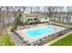 Aerial view of home with community pool and lake view at 107 Knoll Ct # F, Noblesville, IN 46062