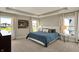 Serene main bedroom with tray ceiling, plush carpet, and large windows providing ample natural light at 180 Oakhurst Way, Westfield, IN 46074