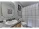 This bathroom features neutral colored walls, framed mirror and shower at 3189 Underwood Dr, Whiteland, IN 46184