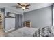 Bedroom features neutral paint, a ceiling fan and lots of natural light at 3189 Underwood Dr, Whiteland, IN 46184