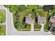 Birds eye view of two well kept homes, with maintained lawns, gardens, and tree coverage at 3611 Owster Ln, Indianapolis, IN 46237