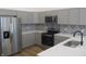 Kitchen features stainless steel appliances, tile backsplash, and white countertops at 4230 Kingsley Dr, Indianapolis, IN 46205