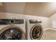 Laundry area features a new washer and dryer set, with easy access and storage at 4247 Central Ave, Indianapolis, IN 46205
