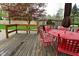 Back deck features an outdoor dining area with a table, chairs, and an umbrella at 601 E 95Th St, Indianapolis, IN 46240