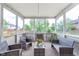 Comfortable screened porch with stylish wicker furniture, offering a relaxing outdoor living space at 8181 Fairway Dr, Brownsburg, IN 46112