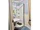 Modern bathroom with stand up shower, sink and neutral walls at 8231 Trevellian Way, Indianapolis, IN 46217