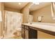 Simple bathroom with a combination shower and bathtub, and a classic vanity with countertop space at 8330 Dumfries Dr, Brownsburg, IN 46112