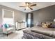 Cozy bedroom featuring a grey color scheme, chair, dresser, soft carpeting, and natural lighting at 8330 Dumfries Dr, Brownsburg, IN 46112