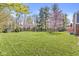 Lush backyard with a playground and mature trees, perfect for outdoor activities and relaxation at 8639 Lancaster Rd, Indianapolis, IN 46260