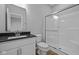 Bathroom with modern fixtures, glass shower, and vanity at 1114 Ridgevine Rd, Greenwood, IN 46143