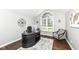 Home office featuring a large window, elegant desk, and vaulted ceilings, promoting a bright workspace at 11862 Stoney Bay Cir, Carmel, IN 46033