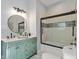 Stylish bathroom with a double vanity, shower and toilet at 125 W Noble St, Lebanon, IN 46052