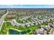 Panoramic aerial shot of a sprawling residential neighborhood with winding streets, lush landscaping, and community lakes at 13836 Fieldcrest Dr, McCordsville, IN 46055