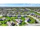 Beautiful aerial showcasing homes, ponds, lush greenery, and neighborhood streets at 13836 Fieldcrest Dr, McCordsville, IN 46055