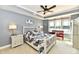 Bedroom with a red bench seat and lake view at 20971 Shoreline Ct # 305, Noblesville, IN 46062