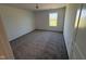 Bedroom features neutral carpet, a large window offering natural light, and fresh, white-painted walls at 210 Aster Way, Greenfield, IN 46140