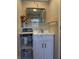 This bathroom has an updated vanity and tile at 244 E Cragmont Dr, Indianapolis, IN 46227