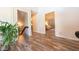 Hallway featuring stylish flooring, views to the living room, and access to stairs and other rooms at 3413 Putter Pl, Columbus, IN 47203