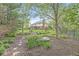 Scenic backyard with a mulch path, mature trees, and lush landscaping, creating a serene outdoor space at 3790 Steeplechase Dr, Carmel, IN 46032