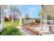 Landscaped backyard with white picket fence and walkway at 4243 Bay Leaf Cir, Indianapolis, IN 46237