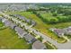 Aerial view of a residential neighborhood with well-maintained homes, green lawns, and tree-lined streets at 4245 W Fork Dr, Westfield, IN 46062