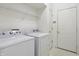 Functional laundry room with modern washer and dryer and convenient storage shelves at 6017 Riva Ridge Dr, Indianapolis, IN 46237