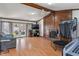 Bright living room features wood accents, lots of natural light, and a gas fireplace at 615 W Stop 11 Rd, Indianapolis, IN 46217