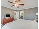 Spacious bedroom featuring neutral walls, carpet flooring, with a view of an ensuite bath and TV at 6220 Yellow Birch Ct, Avon, IN 46123
