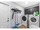 Efficient laundry room with modern washer and dryer, ample storage, and a convenient utility sink at 7280 E Patricia Dr, Camby, IN 46113