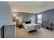 Bedroom with blue walls, carpet flooring, and lots of natural light at 825 Palisades Ct, Greenwood, IN 46143